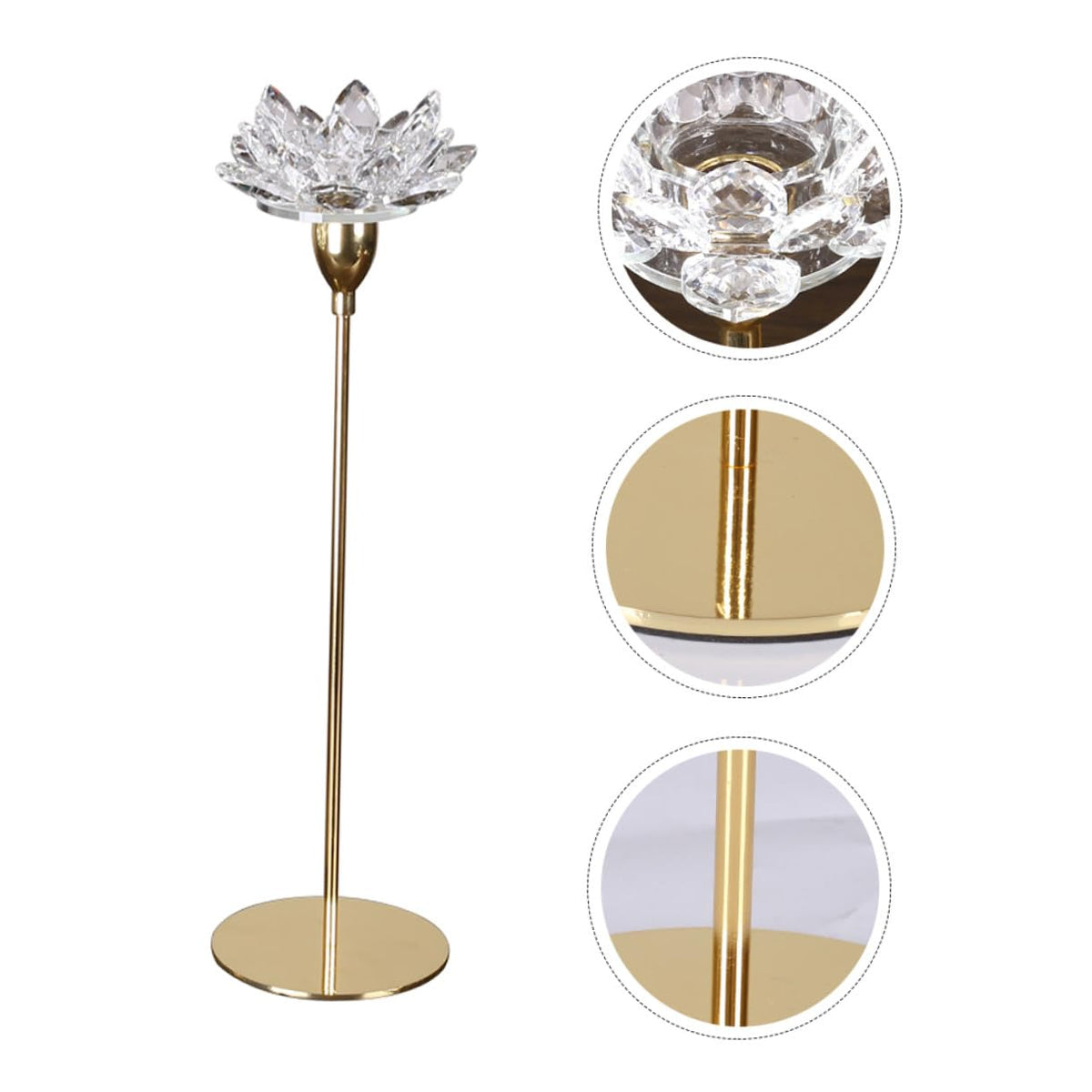 YARNOW Simple Decorative Crystal Lotus Candlestick Holder Small Metal Wedding Candle Stand for Candlelight Dinner Home Décor