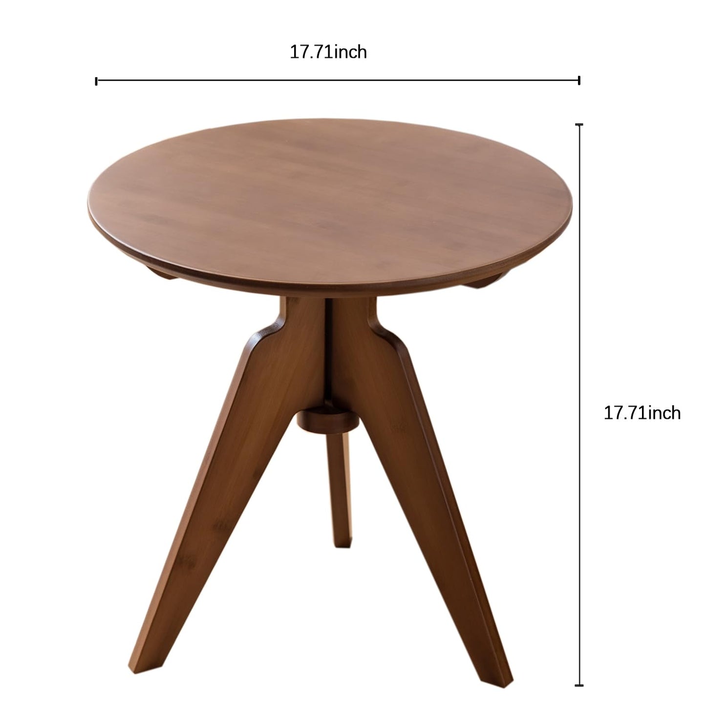 Maydear Bamboo Round Side Table Small Accent Table or Coffee Table for Living Room, Bedroom, or Office, Easy Assembly, 3-Leg Design