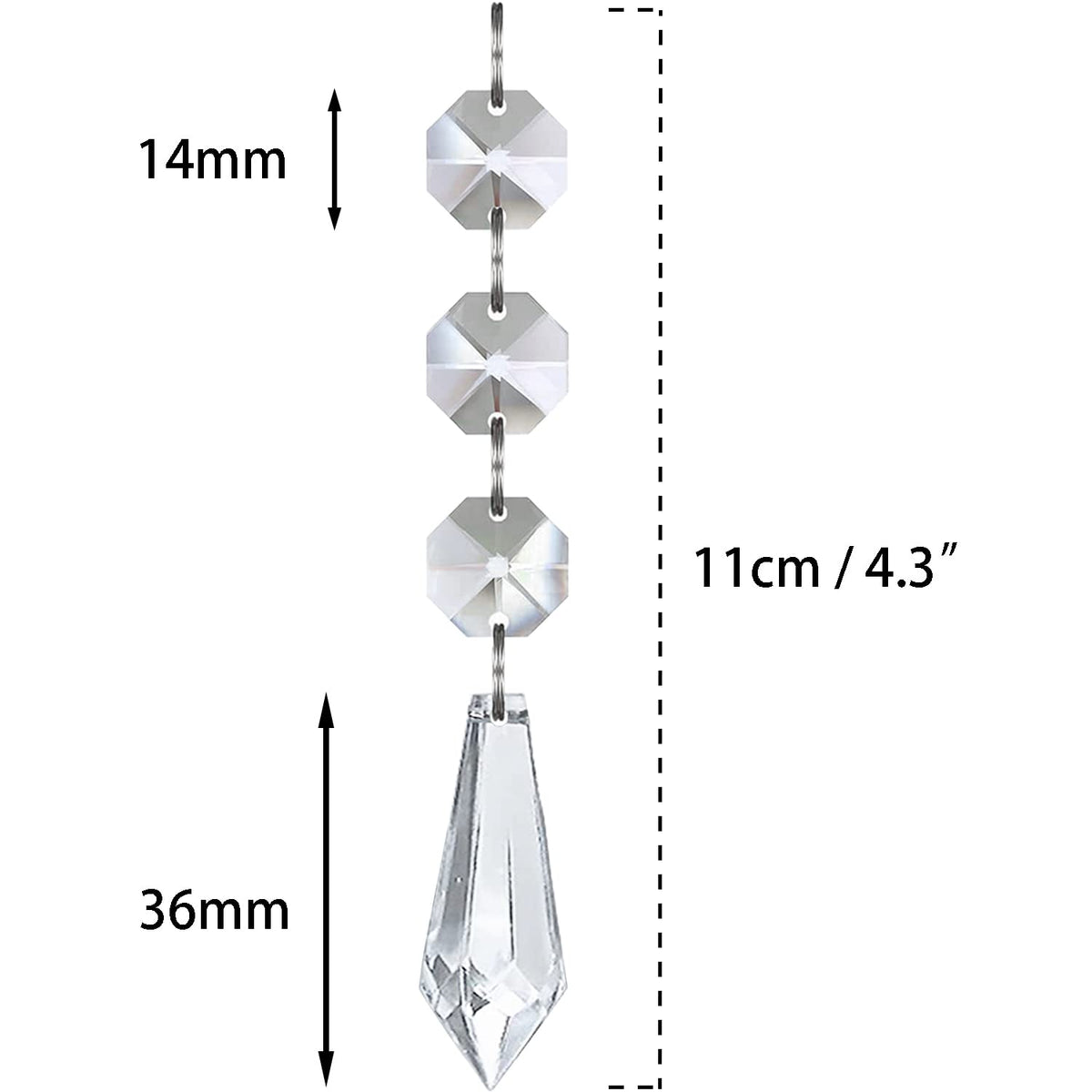 Jishi 30pk Crystal Ornaments for Christmas Tree Decorations, Acrylic Hanging Crystals for Centerpieces Home Decor, Clear Plastic Icicle Prism Drop Pendant w/Crystal Beads for Chandelier Party Supplies