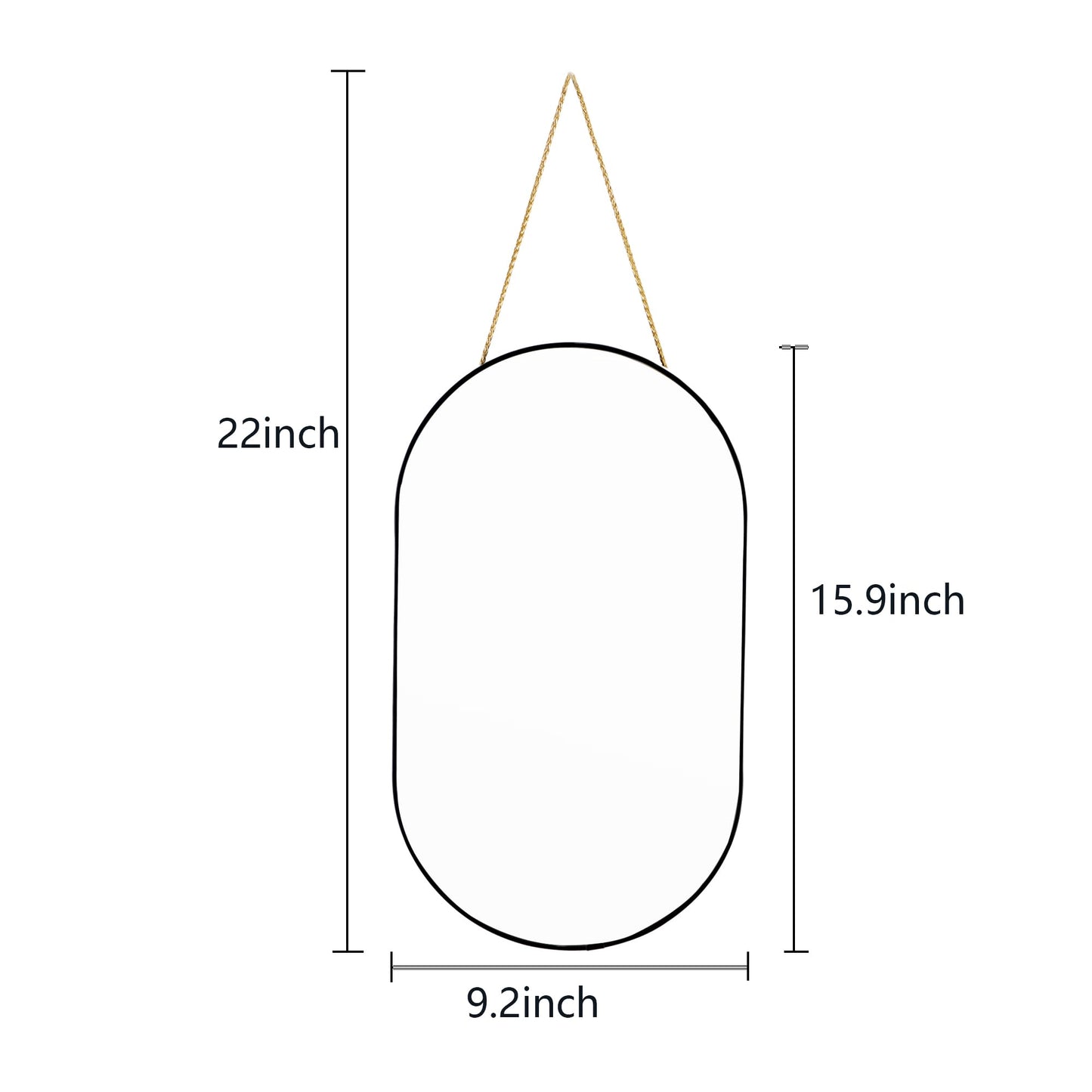 YCHMIR Oval Wall Mirror, Gold, Oval Shape, for Bathrooms and More (Black, 16x9.2 inch)