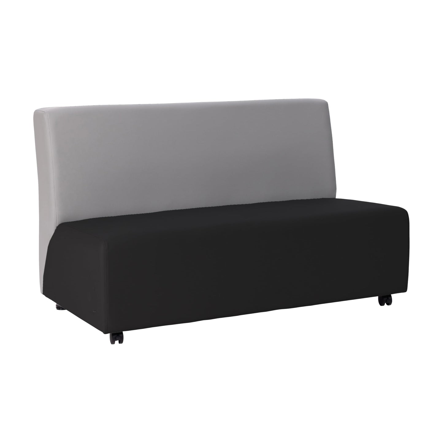 FDP Pro Series Upholstered Armless Mobile Sofa with Locking Casters for Portability Commercial Seating for Hotel Lobby, Office, Restaurant, Waiting Room, Home - Black/Gray