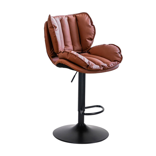 High Top Chairs Swivel Stool with Back Adjustable Height Padded Commercial Tall 23.6-31.5 Inches Airlift for Kitchen Island Dining Office, 1pc.(Brown)