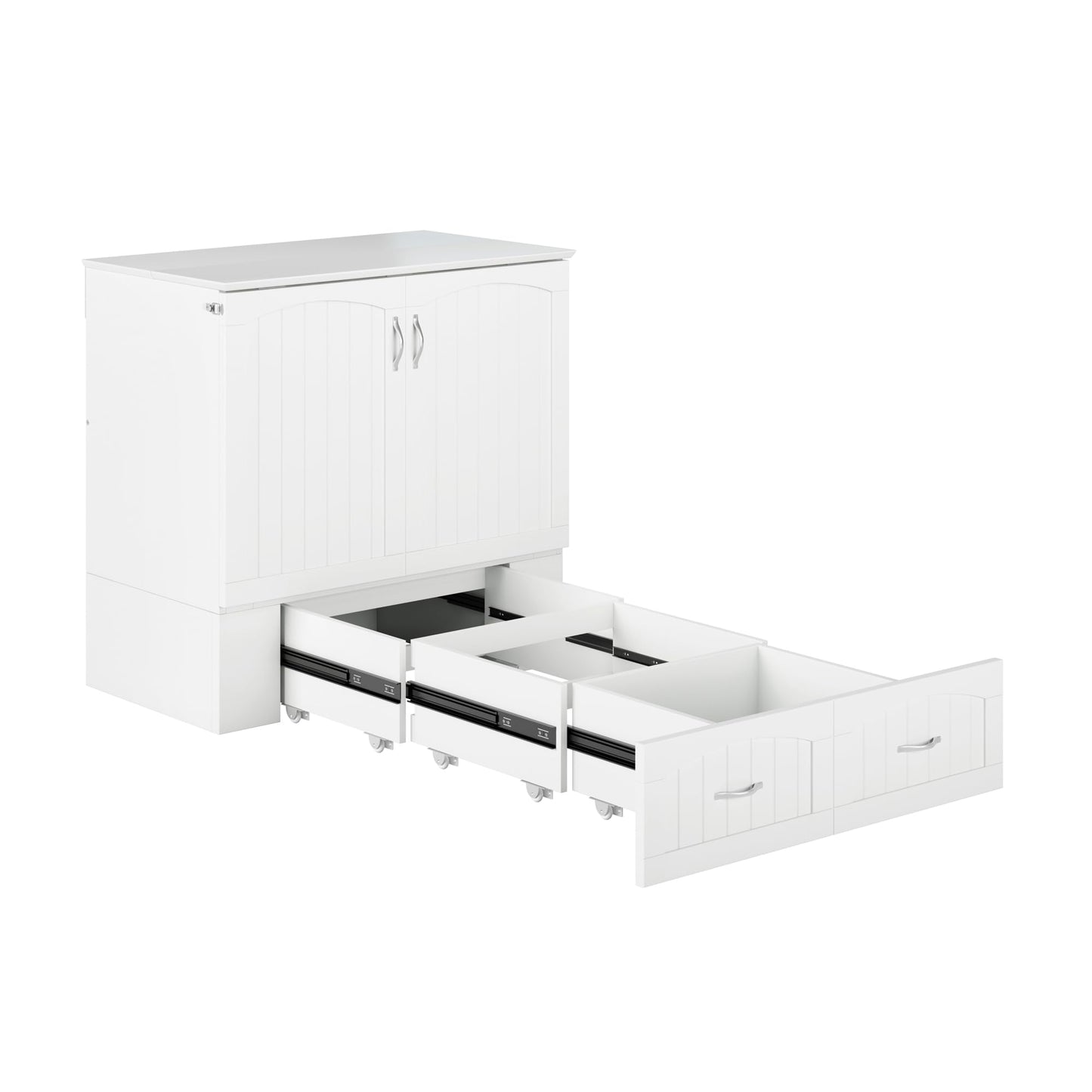 AFI, Southampton Murphy Bed Chest Twin XL with 6" Mattress, Storage Drawer & Built-in USB Charger, White
