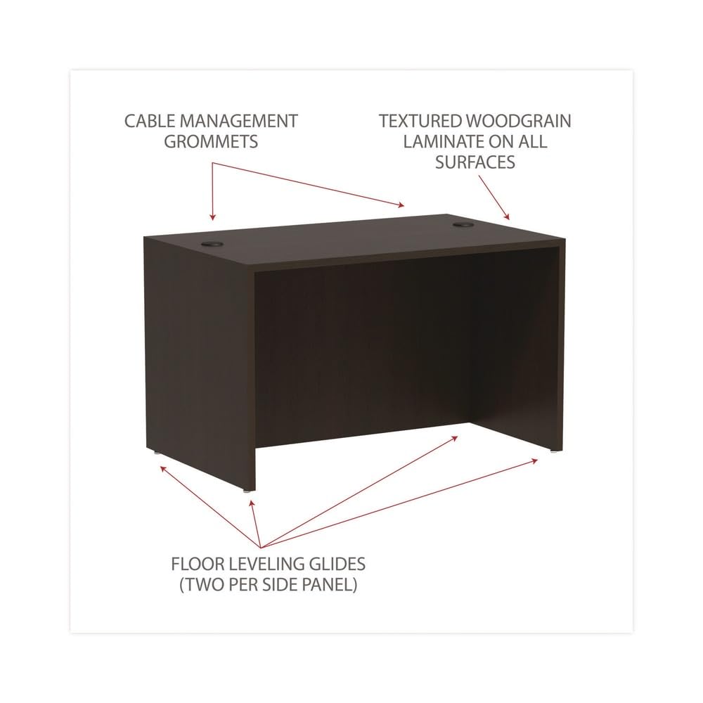 Alera Valencia Series Straight Front Desk Shell, 47.25" X 29.5" X 29.63", Espresso