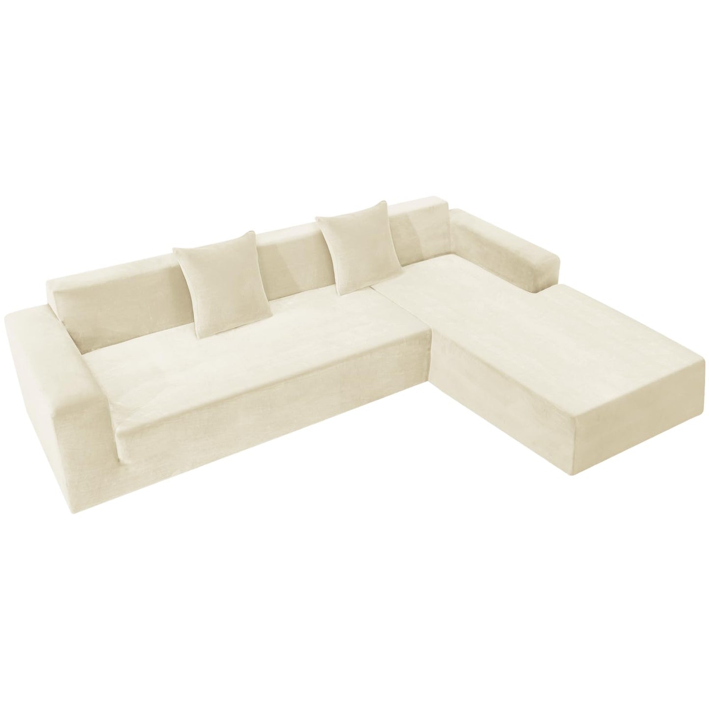 ZNSAYOTX 2026 Soft Velvet Sectional Couch Covers, Luxury Plush Slipcovers with Elastic Bottom for L Shape Sectional Sofa, 2 Pcs Pet Friendly Protector (3 Seat Couch + 2 Seat Chaise, Beige)