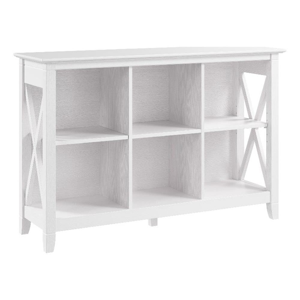 Bush Home 6 Cube Bookcase, Modern Farmhouse Organizer with Open Shelving and Cubbies, Storage for Living Room or Home Office, Key West Collection, Pure White Oak