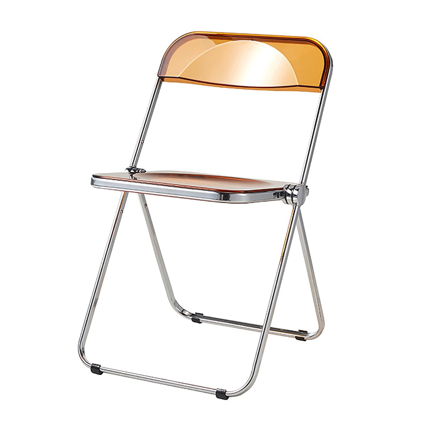 ZREVSB Metal Folding Chair,Transparent Chair,Training Chair,Visitor Chair with Electroplated Frame,Anti-Rust,Wear-Resistant,Easy to Clean, Maximum Load-Bearing 150kg,White (Coffee)