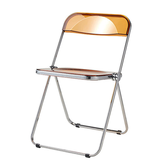 ZREVSB Metal Folding Chair,Transparent Chair,Training Chair,Visitor Chair with Electroplated Frame,Anti-Rust,Wear-Resistant,Easy to Clean, Maximum Load-Bearing 150kg,White (Coffee)