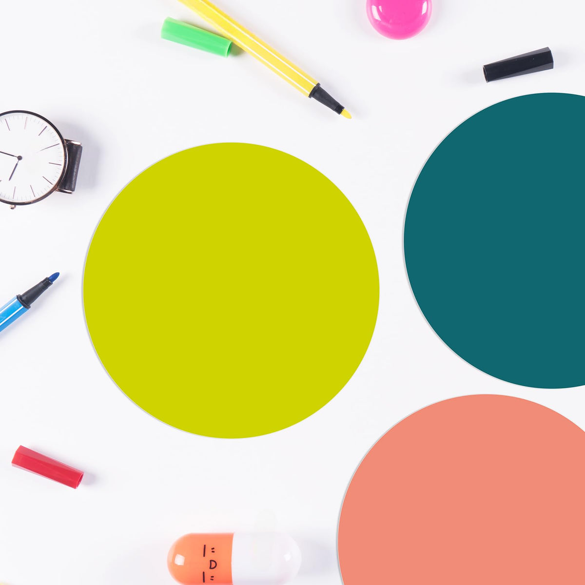 Lincia 24 Pack Colorful Dry Erase Dots Circles Spots for Classroom Table 10.5 Inch Removable Vinyl Desktop Stickers Spots Wall Decals for 100th Day of School Teacher Students Home (Retro Colors)