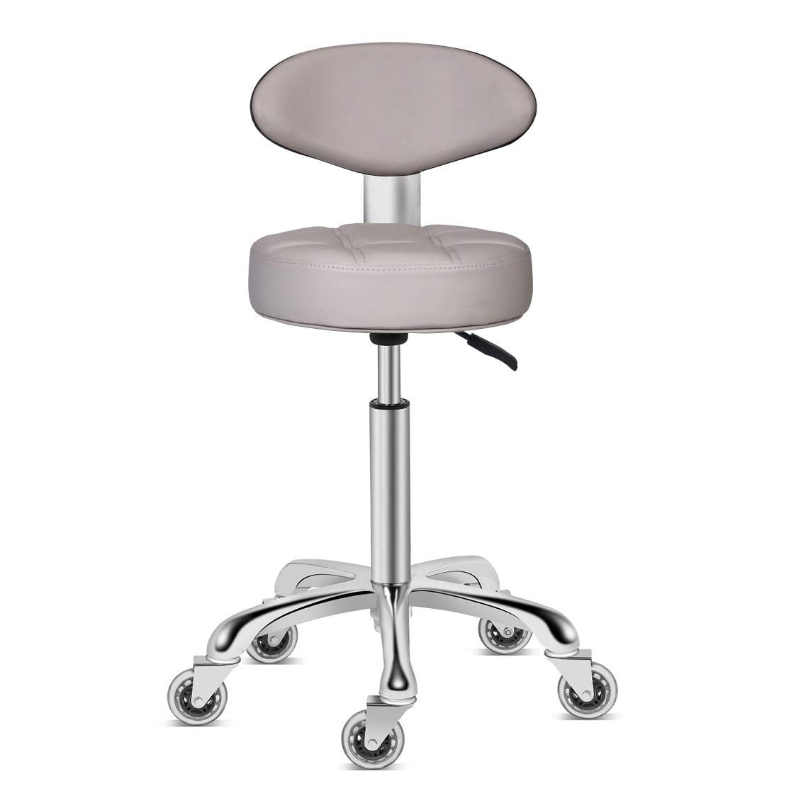 Kaleurrier Swivel Stool Chair Adjustable Height,Heavy Duty Hydraulic Rolling Metal Stool for Kitchen Salon Bar Office Drafting Massage Garage Shop (with Back Rest) (Grey)