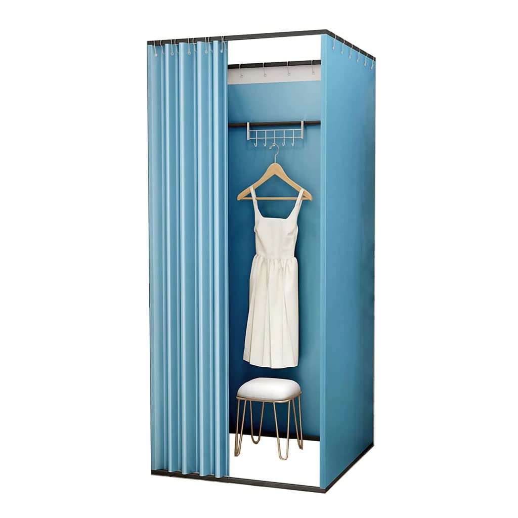 ZTIOMUK Fitting Room Clothing Store Fitting Room Privacy Screen Mobile Partition Square Cloakroom DIY Changing Room with Shading Curtain Mobile Store Clothing Fitting