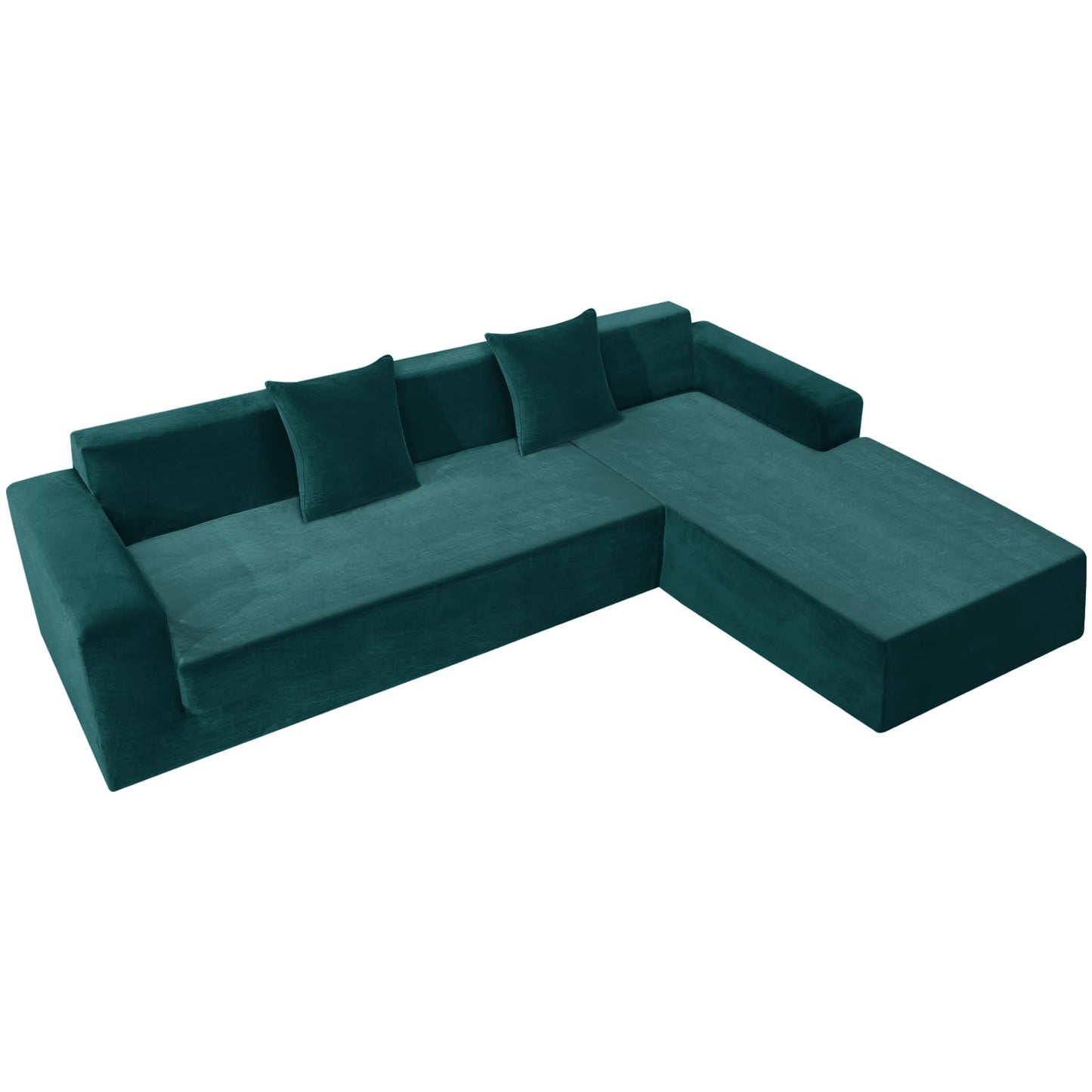 ZNSAYOTX 2026 Soft Velvet Sectional Couch Covers, Luxury Plush Slipcovers with Elastic Bottom for L Shape Sectional Sofa, 2 Pcs Pet Friendly Protector (3 Seat Couch + 2 Seat Chaise, Deep Teal)