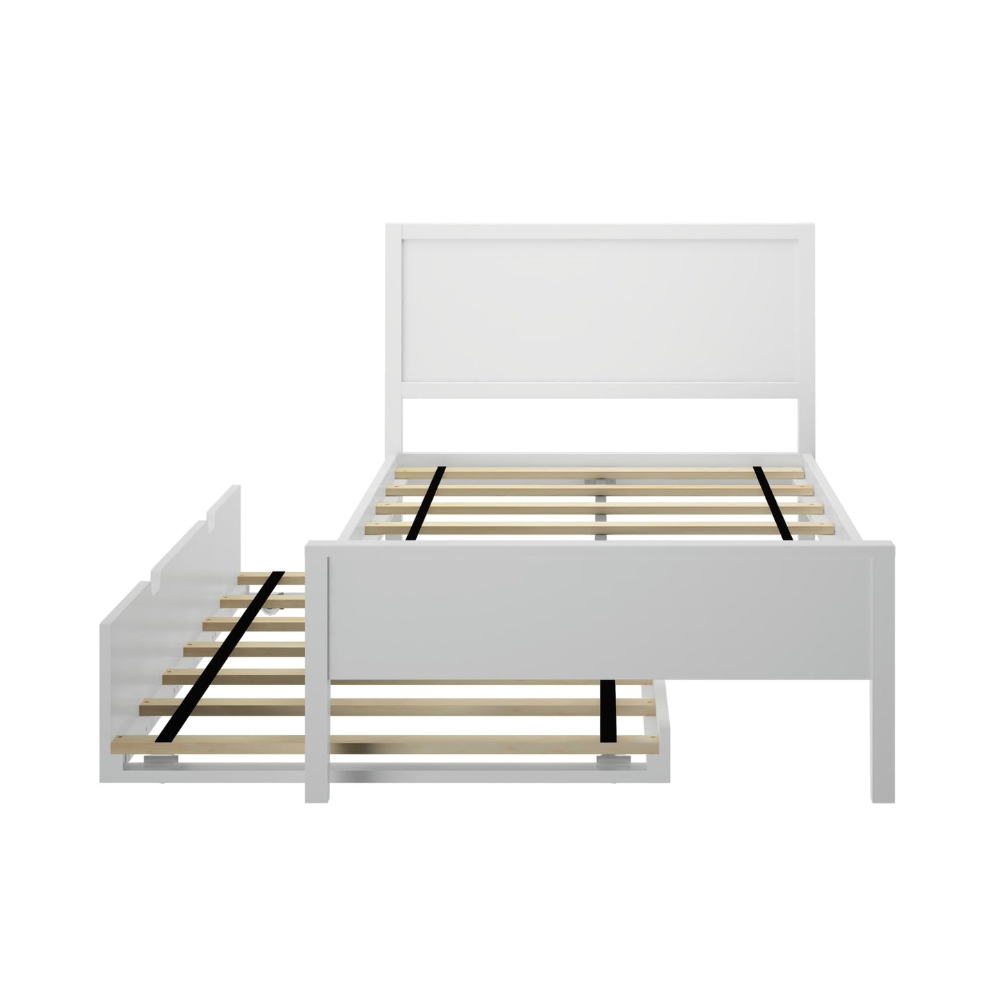 Max & Lily Classic Twin Bed, Panel Headboard, with Trundle, White