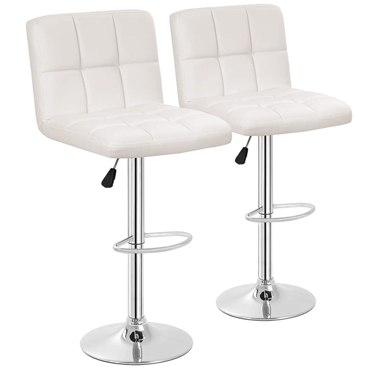 BestOffice Bar Stools Set of 2, Adjustable PU Leather Swivel Barstools, Modern Counter Stools with Back and Footrest, Counter Height Barstools for Bar, Kitchen and Dining Room