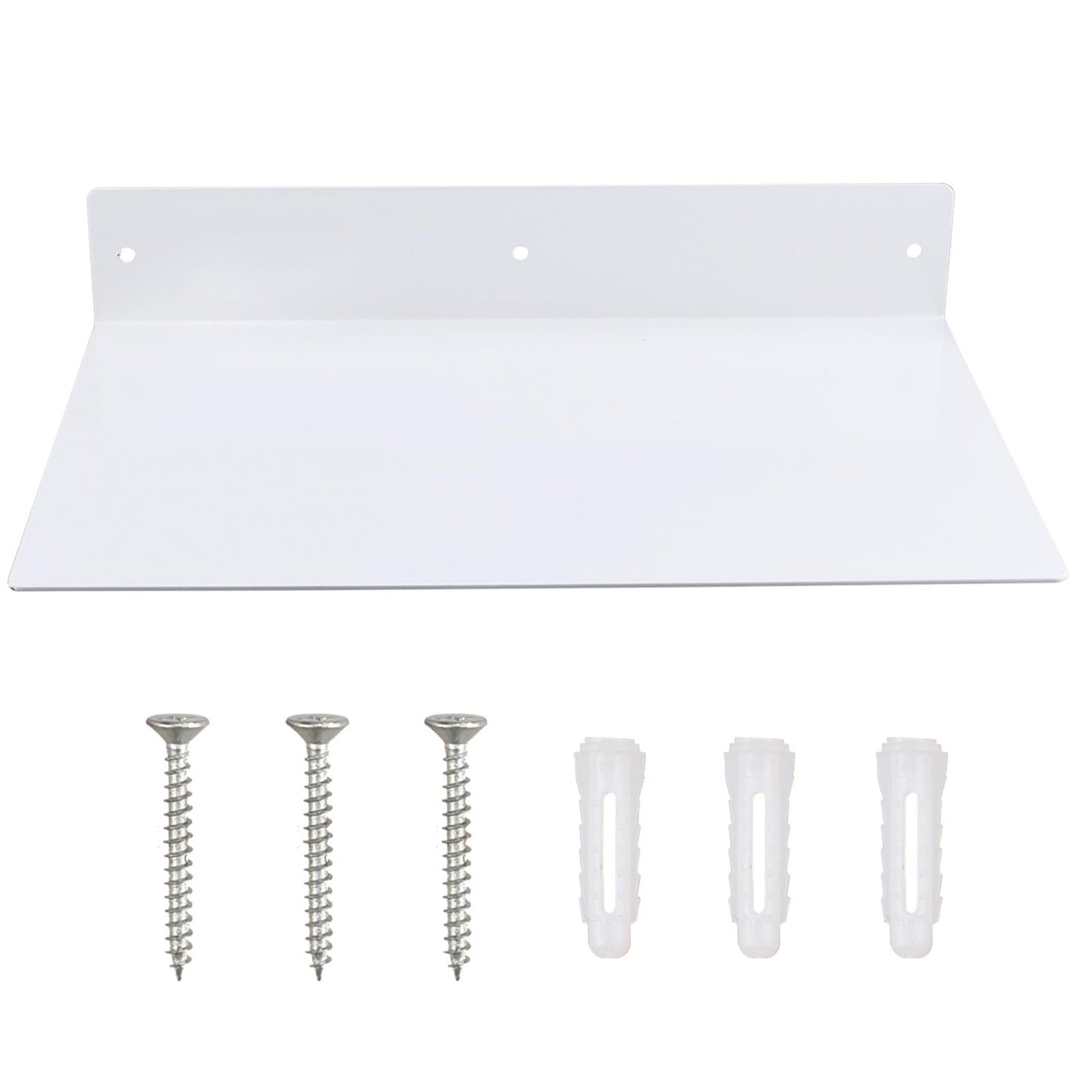 RealPlus Metal Floating Shelf Wall Mounted (12 inch x 8 inch) Heavy Duty Industrial Modern Steel Display Shelves, White (Pack of 1)