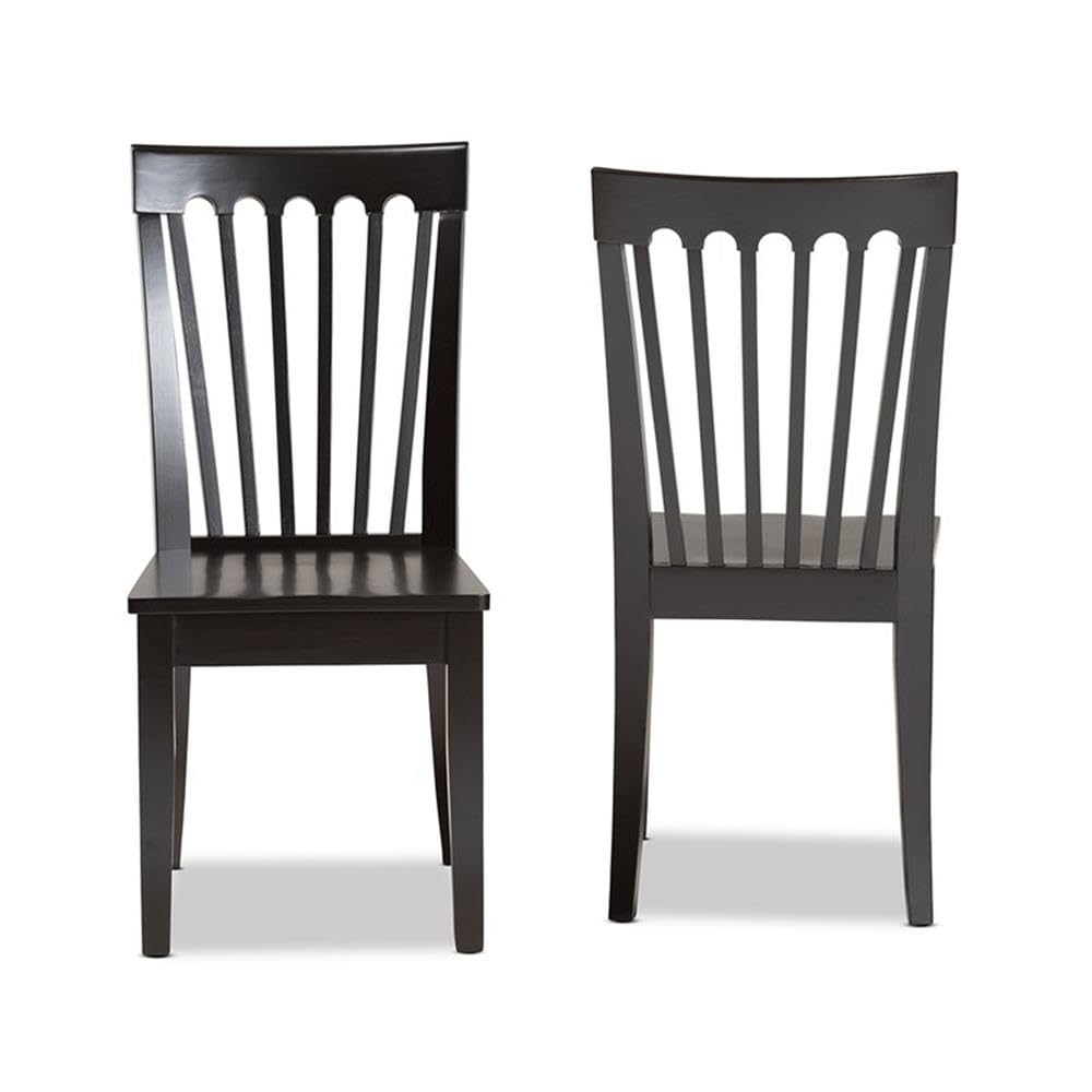 Baxton Studio Minette Modern and Contemporary Transitional Dark Brown Finished Wood 2-Piece Dining Chair Set