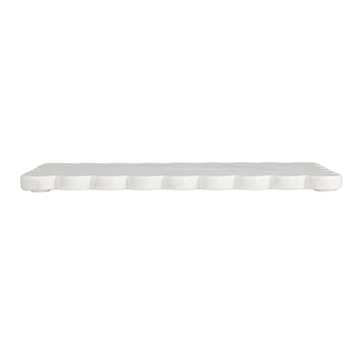 Creative Co-Op Marble Cheese Board with Scalloped Edge, White