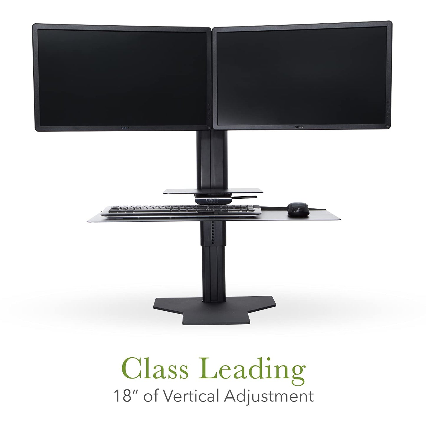 Uprite Ergo Sit2Stand Standing Desk Converter with Dual Monitor Mount – Adjustable Height Sit-Stand Workstation & Flush Keyboard Tray (Black/Black)
