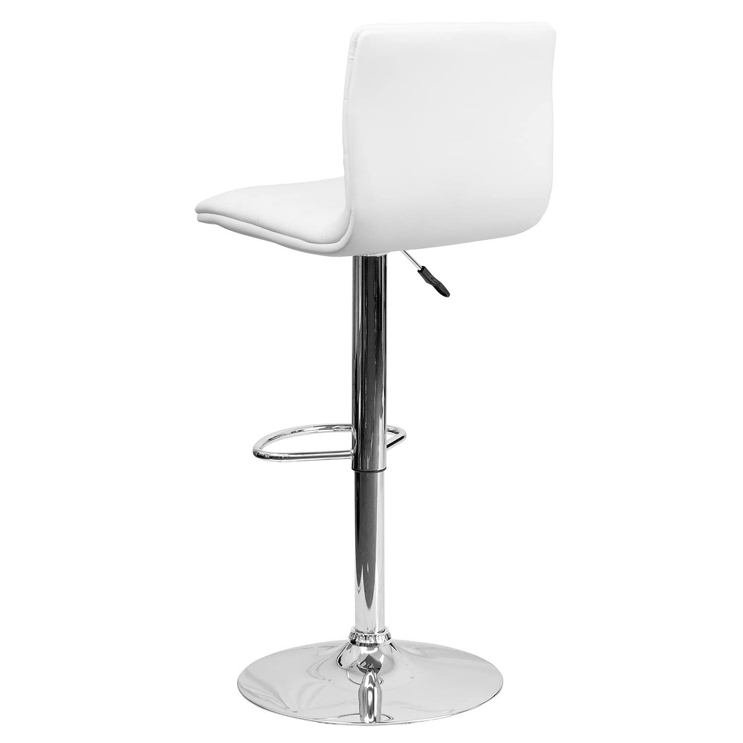 Flash Furniture Vincent 2 Pack Modern White Vinyl Adjustable Bar Stool with Back, Counter Height Swivel Stool with Chrome -Pedestal Base