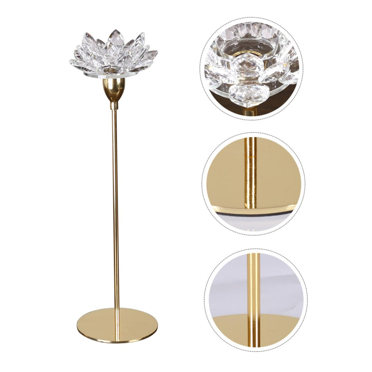 HOOTNEE Modern Metal Crystal Lotus Candle Holder Small Decorative Wedding Candlestick for Dining Room Romantic Home Décor