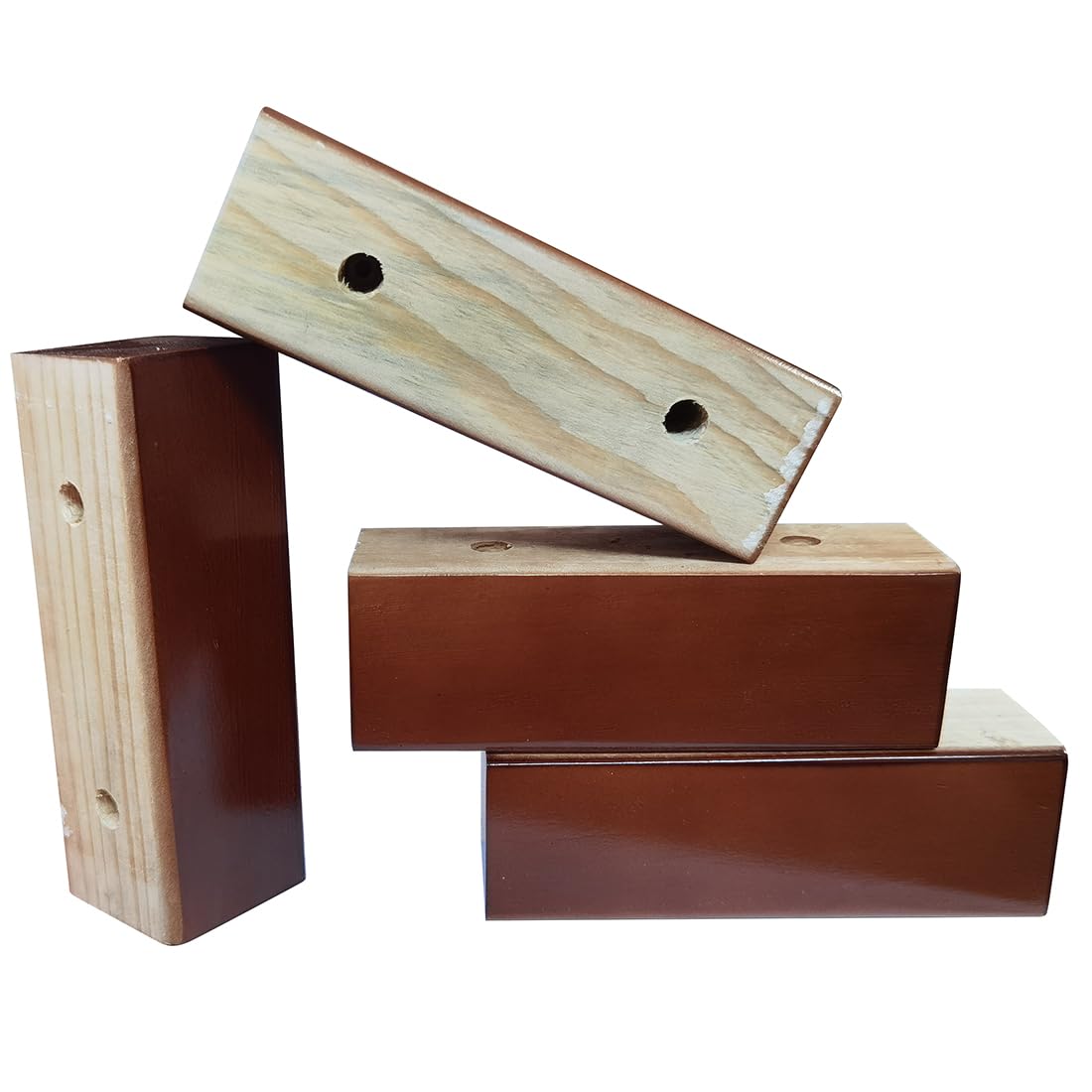 Btibpse 2 Inch Wooden Sofa/Bed Riser L Shaped Wood Furniture Legs/Couch Legs/Replacement Sofa Feet/Dresser Leg Set of 4 (Rectangle, Dark Brown)