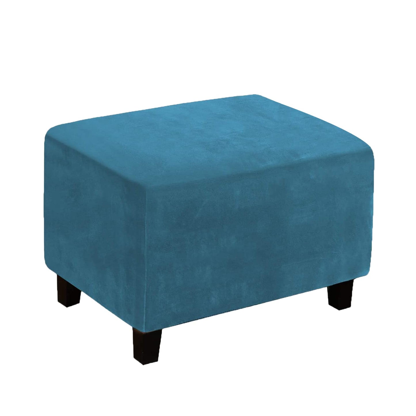 Velvet Ottoman Cover, Stretch Footstools Covers, Plush Foot Stool Slipcover, Removable Footrest Stool Sofa Slipcovers, Folding Storage Stool Furniture Protector for Room(Blue,Rectangular Large)