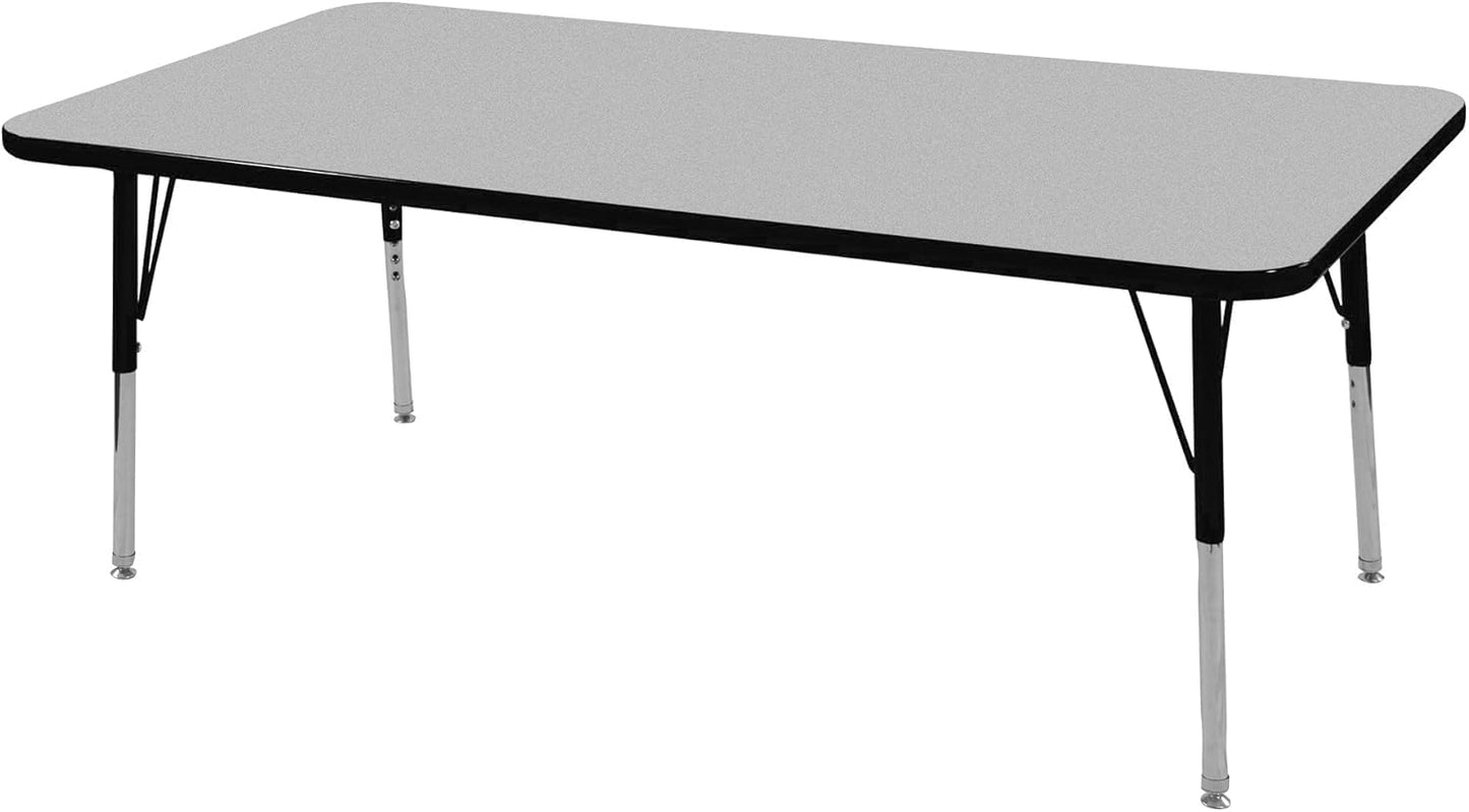Norwood Commercial Furniture Adjustable Height Classroom Activity Table for Kids & Adults, Square Activity Table for School and Home, Grey/Black, 30" x 60"