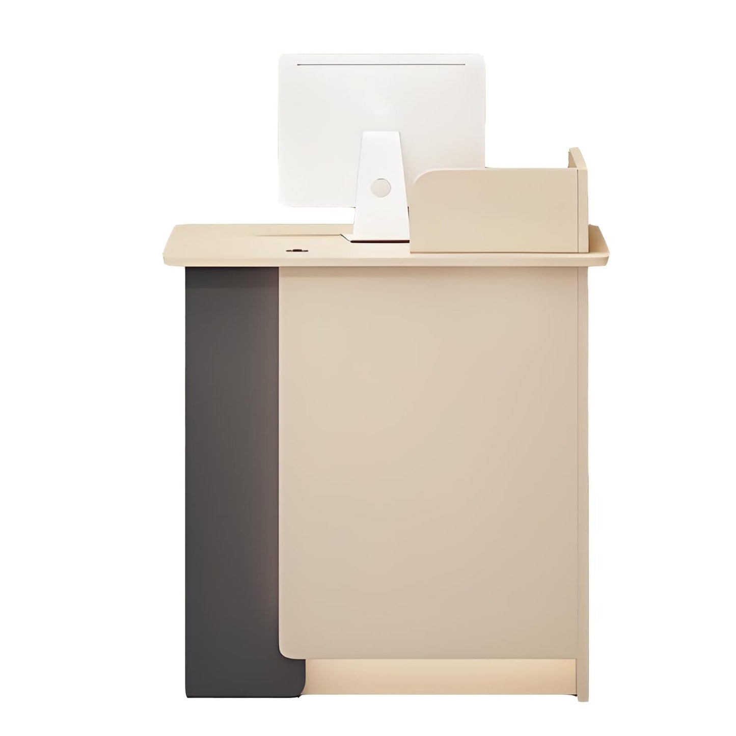 Modern LED Reception Desk for Salon & Office, 39.3in Front Counter with Apricot & Gray Finish, Stylish Lobby Furniture, Simple Design, Functional Front Desk