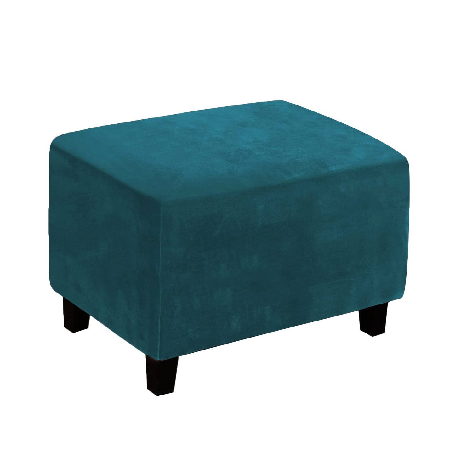 Velvet Ottoman Cover, Stretch Footstools Covers, Plush Foot Stool Slipcover, Removable Footrest Stool Sofa Slipcovers, Folding Storage Stool Furniture Protector for Room(Deep Blue,Rectangular Large)
