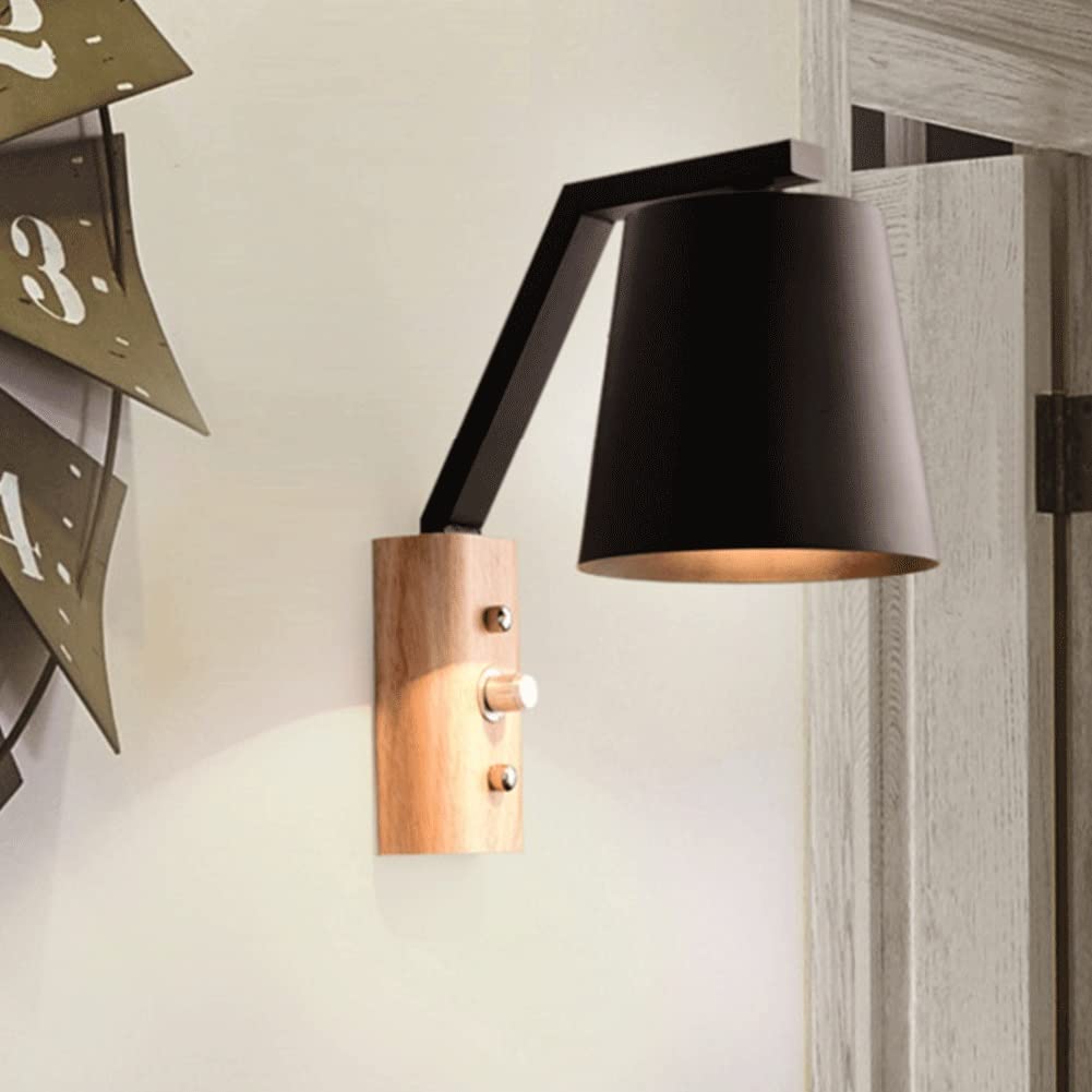 Wall Sconces Modern Nordic Coloured Wall Light Solid Wood Base Wall Sconce Rotary Switch Wall Mounted Lighting Fixture for Living Room Aisle Children's Kid's Bedroom Bedside Reading Wall Sconce Lighti