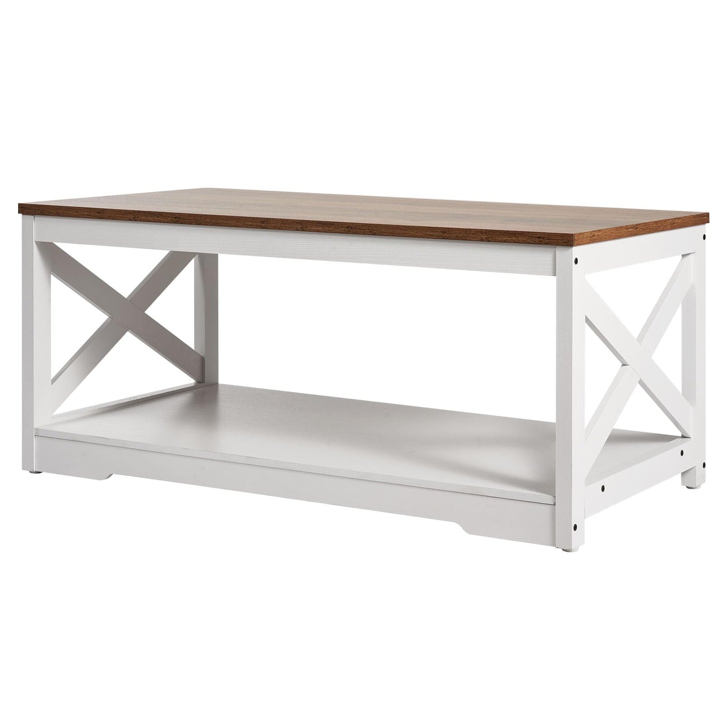 VEVOR 3 Pieces Farmhouse Coffee Table Sets, 40 Inch Industrial Coffee Table with 2 End Tables, Easy Assembly Coffee and Side Tables Sets with Charging Station, for Office, Living Room & Apartment