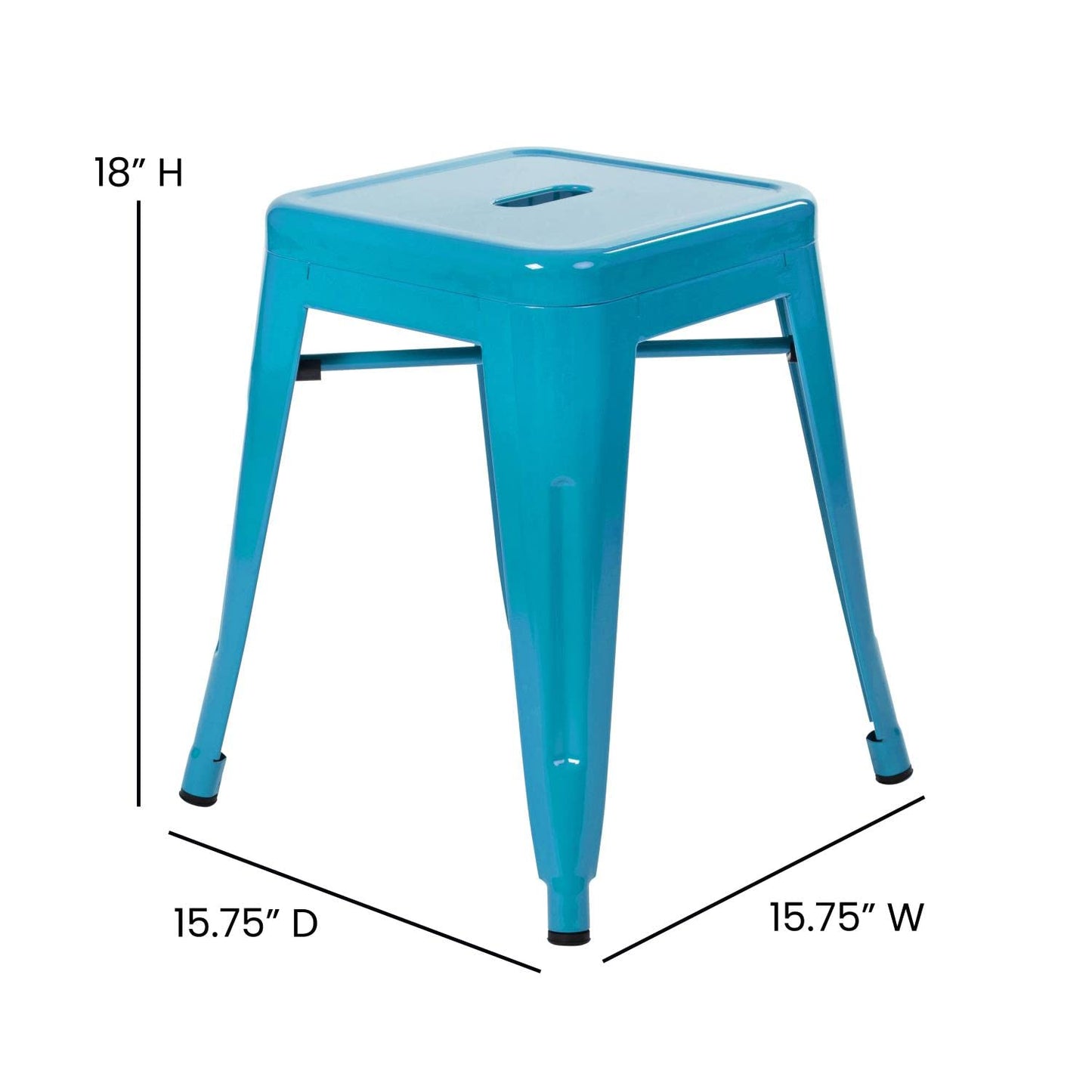Flash Furniture Metal Dining Table Height Stool - Backless Teal Kai Commercial Grade Stool - 18 Inch Stackable Dining Chair - Set of 4