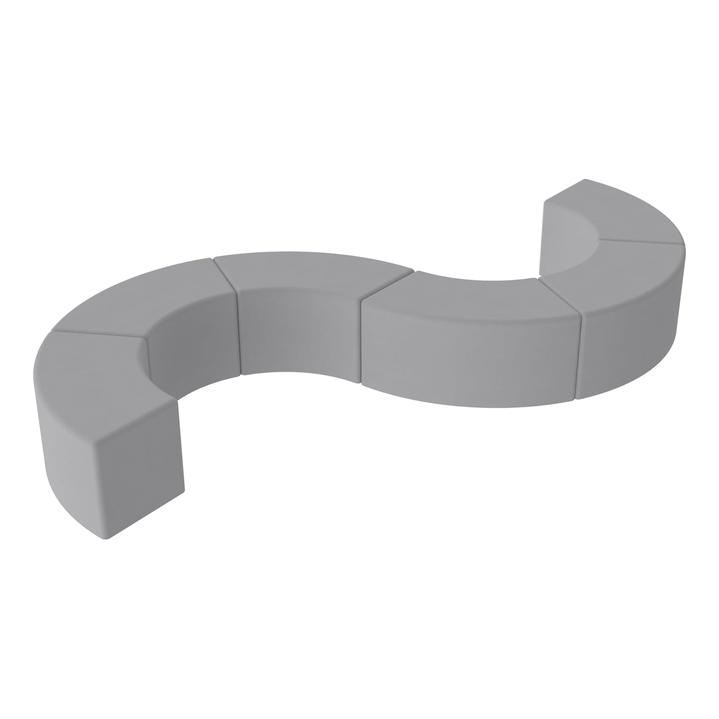 FDP Pro Series Upholstered Configurable S-Curve Accent Ottoman Seating Set (18" H) Collaborative Commercial Furniture for Hotel Lobby, Office, Restaurant, Waiting Room (6-Pack) - Gray
