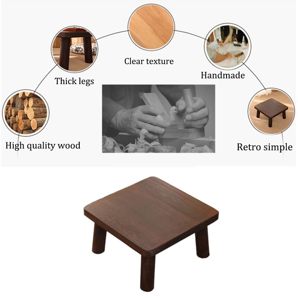 GHHDPXM Retro Japanese-Style Small Coffee Table Bay Window Square Coffee Table Zen Tea Low Table Simple Table Low Stool (Size : 36x36x21cm)