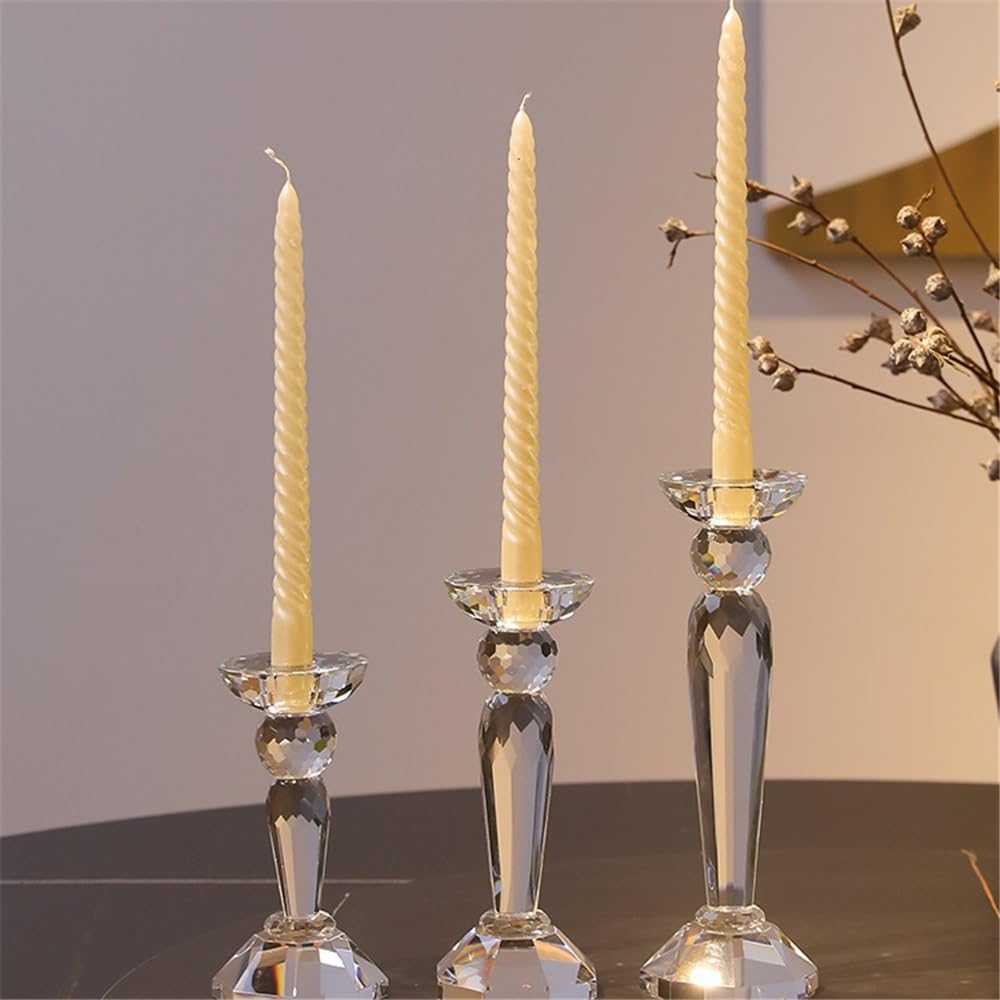 Candlestick Holders Creative Crystal Candlestick Elegant Candle Holder Centerpiece for Wedding, Church, Halloween, Dining, Home Decor Candle Holders(Large)