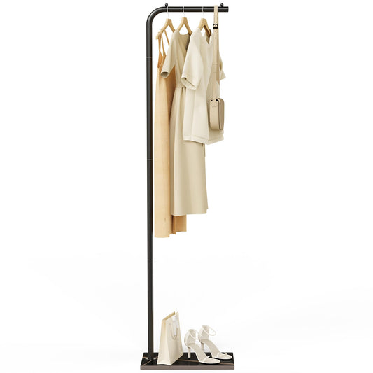 YheenLf Metal Coat Rack Freestanding, Stable Clothing Rack with Rock Base, Coat Tree Suitable for Bedroom, Hallway, Office, 70.8 Inches High, Black