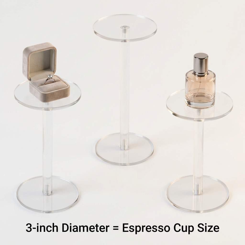 QWORK Round Acrylic Display Stand, Premium Clear Round Riser Stands, Set of 3