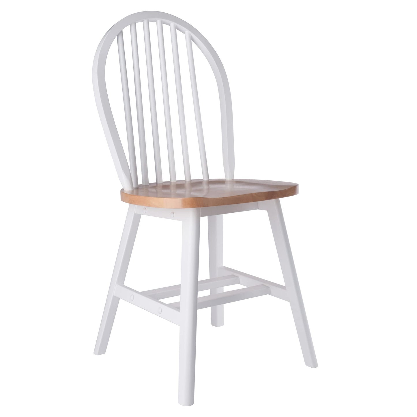 Winsome Windsor 2-Piece Chair Set in Natural/White, Classic Ladder Backed Kitchen & Dining Room Chairs, Simple & Elegant Home Seating Solution, Great for Office, Hallway, Bedroom