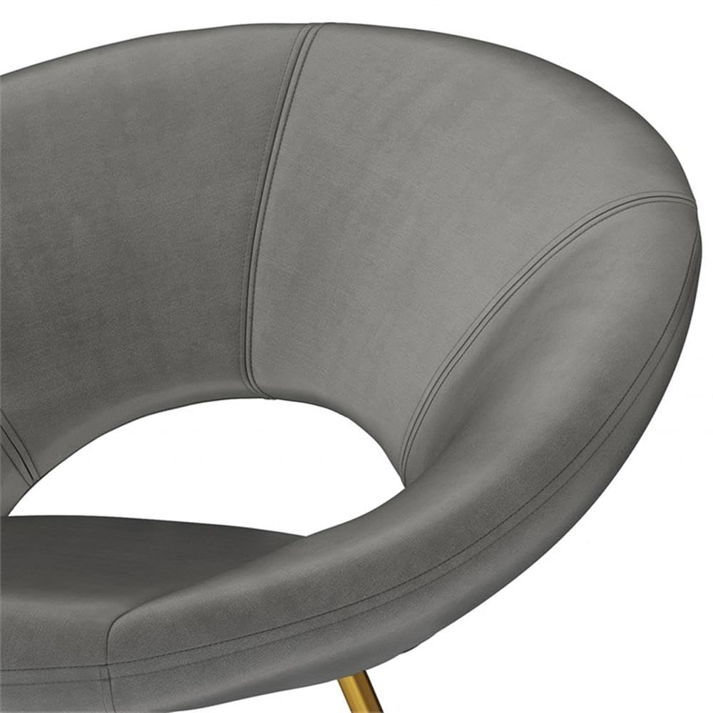 SIMPLIHOME Barrett Accent Chair - 24 inch Wide Upholstered Velvet Mid-Century Modern Accent Chair in Grey, for Living Room Seating with Curved Back, Deep Seat, and Gold Metal Base