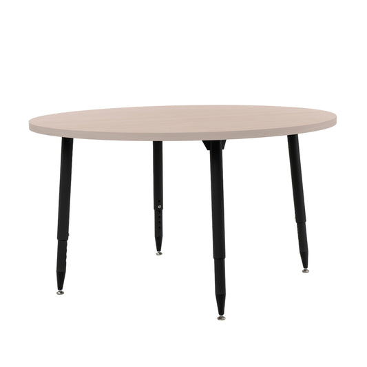 Adapte Commercial Classroom Activity Table - 48" Round Woodgrain, ADA Compliant Tapered Legs with Glides & Casters, Adjustable Height 22-34" Wheelchair Accessible, School & Office Furniture