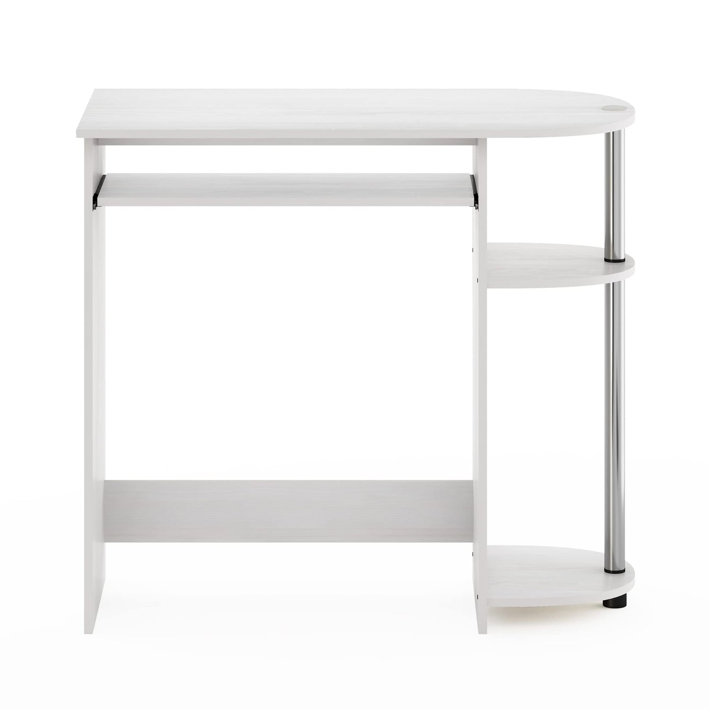 Furinno Simplistic Easy Assembly Computer Desk, with Keyboard Tray, White Oak/Stainless Steel