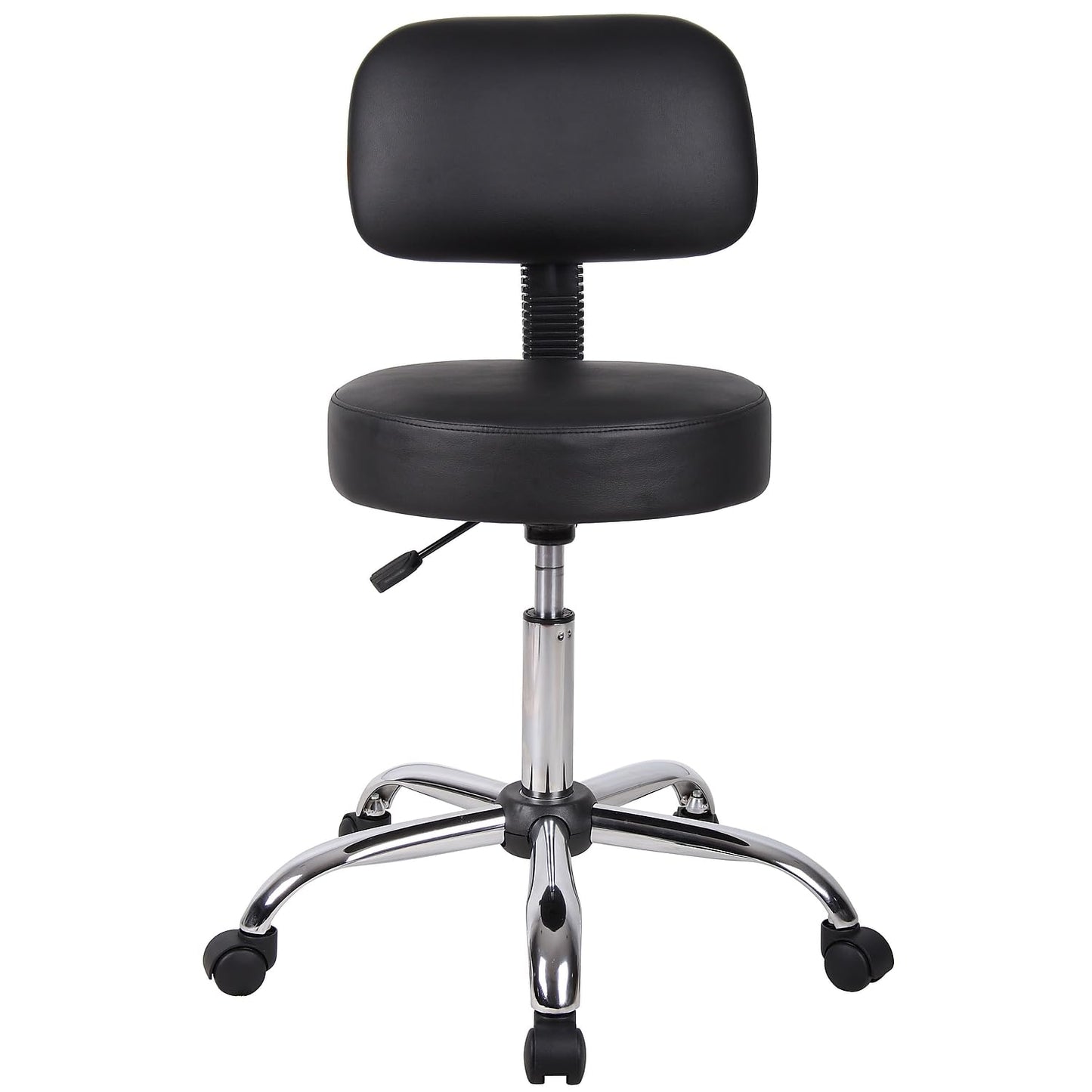 Boss Office Products B245-BK Be Well Medical Spa Stool with Back, Black