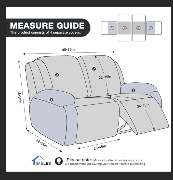 Timeles Extra Wide Recliner Loveseat Cover Oversized Reclining Couch Covers