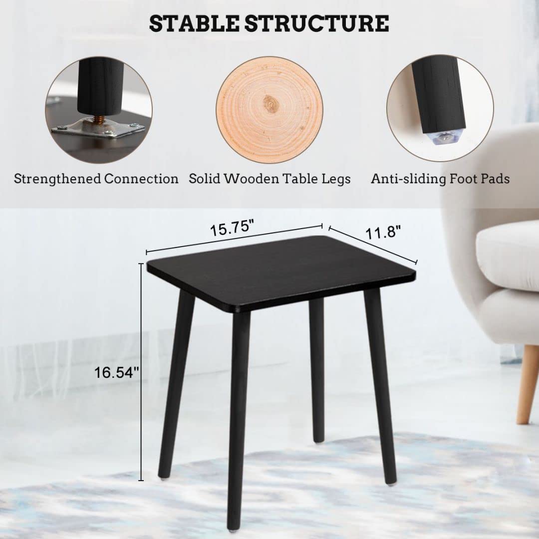FORAOFUR Side Table, Modern Accent End Table with Wooden Legs, Easy to Assemble Mini Living Room Table for Sofa Bedroom, Minimalist Black Furniture for Small Apartments and Limited Spaces
