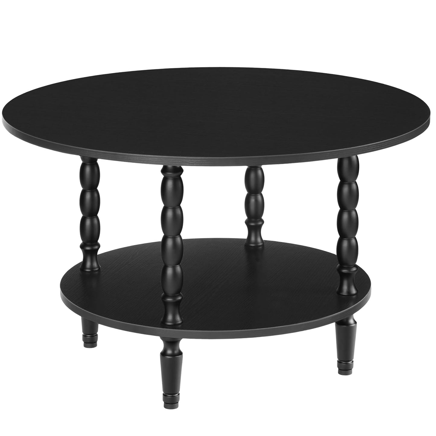 HOOBRO Coffee Table, 2-Tier Round Coffee Table, Mid-Century Modern Coffee Table for Living Room, Center Table with 2-Tier Open Storage Shelf, Home Office, Black BK75KF01