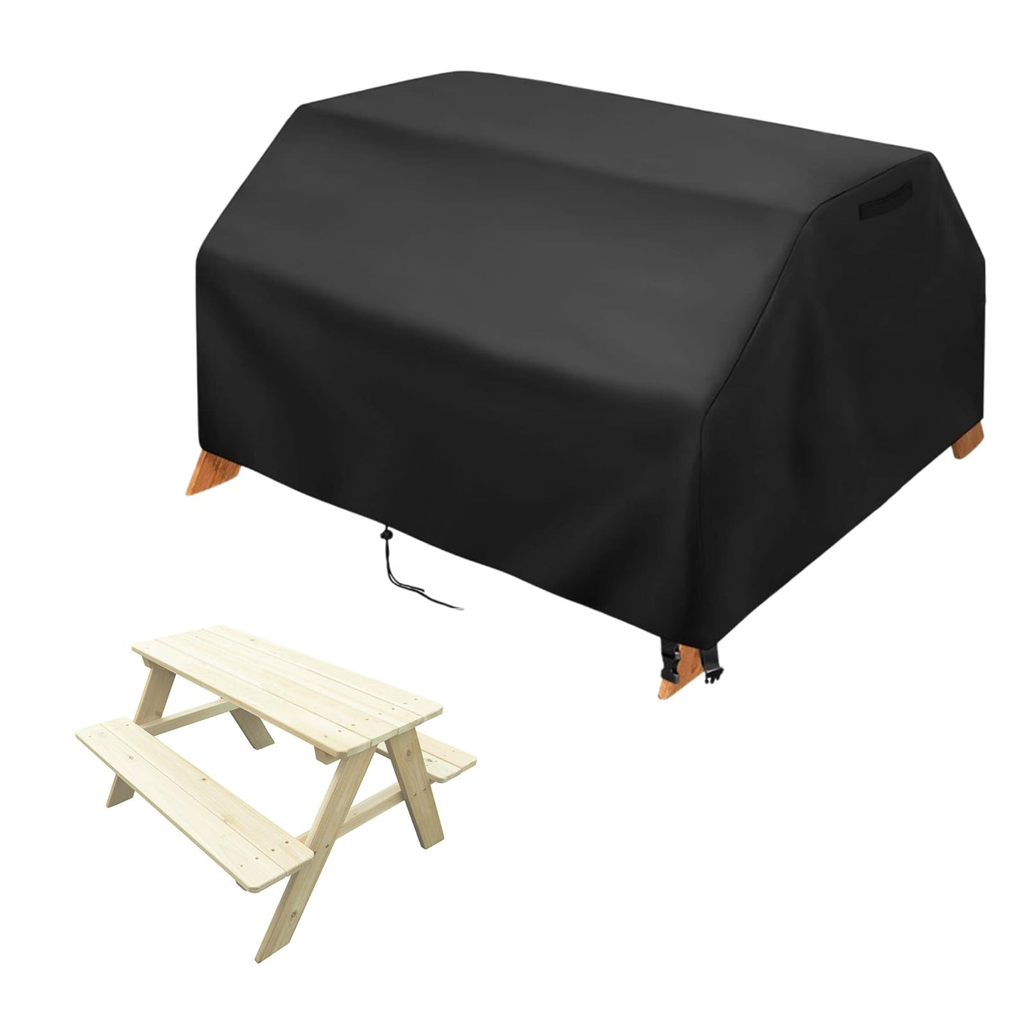 Kasla Kids Picnic Table Cover, Heavy Duty Waterproof, Fits Wooden Dining Table with Benches for Backyard, Patio, Lawn (36"W×33"D×22"H)