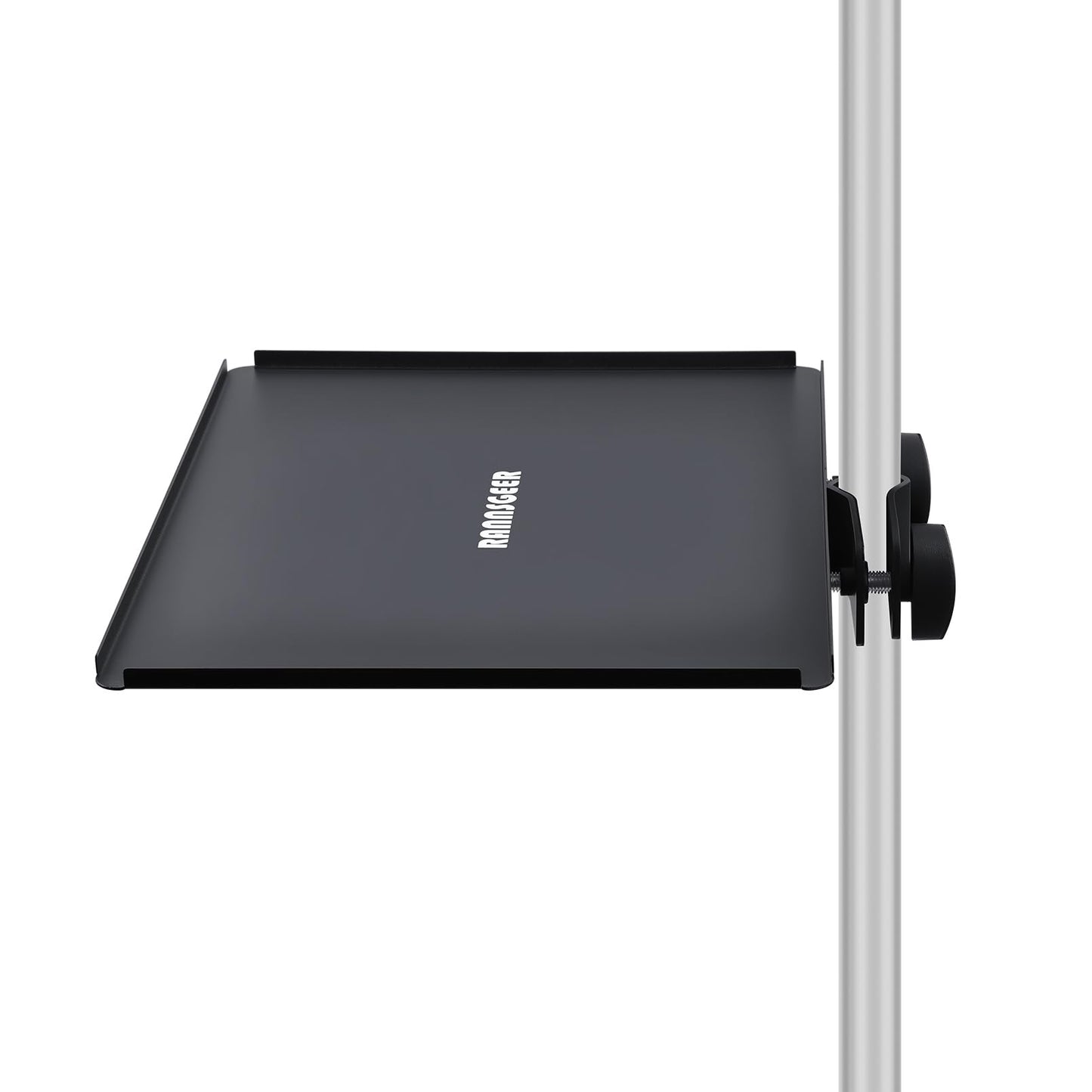 Rannsgeer Microphone Stand Tray, Heavy Duty Steel Clamp-On Accessory Shelf for Mic Stand (10.8 X 7.8)