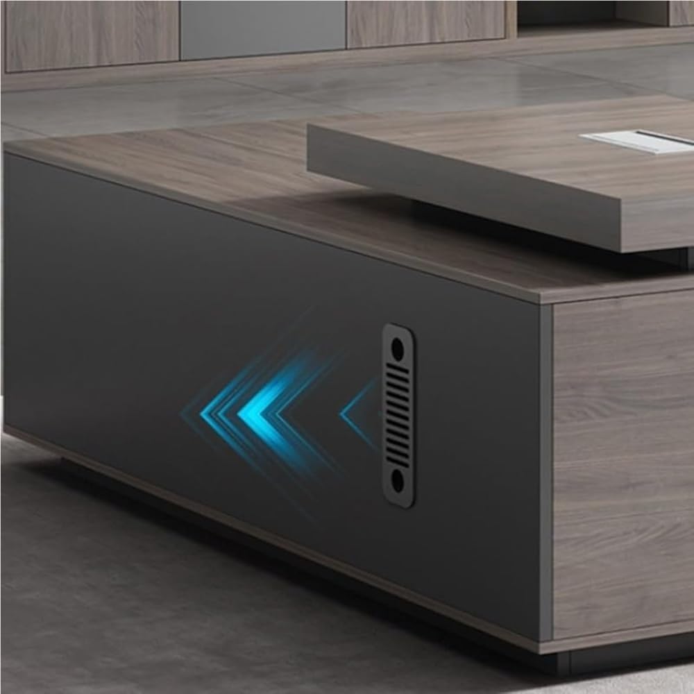 L Shaped Executive Office Desk with Storage Cabinet Modern Corner Computer Workstation for CEO Boss Manager Business Furniture Desk Home Office(2600MM)