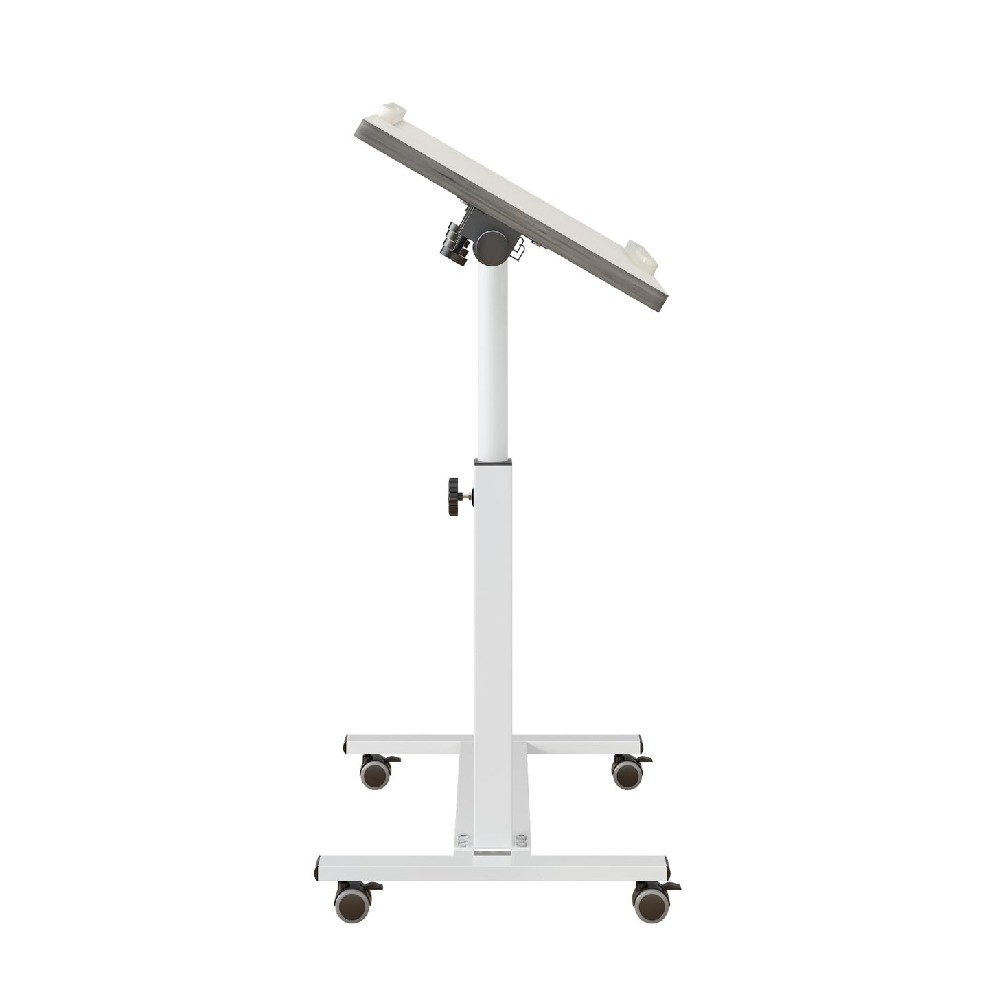 TigerDad Over Bed Table with Wheels Adjustable | Rolling Laptop Table Overbed Desk Hospital Tray Table Sofa Chair Side Table for Home Office (White)