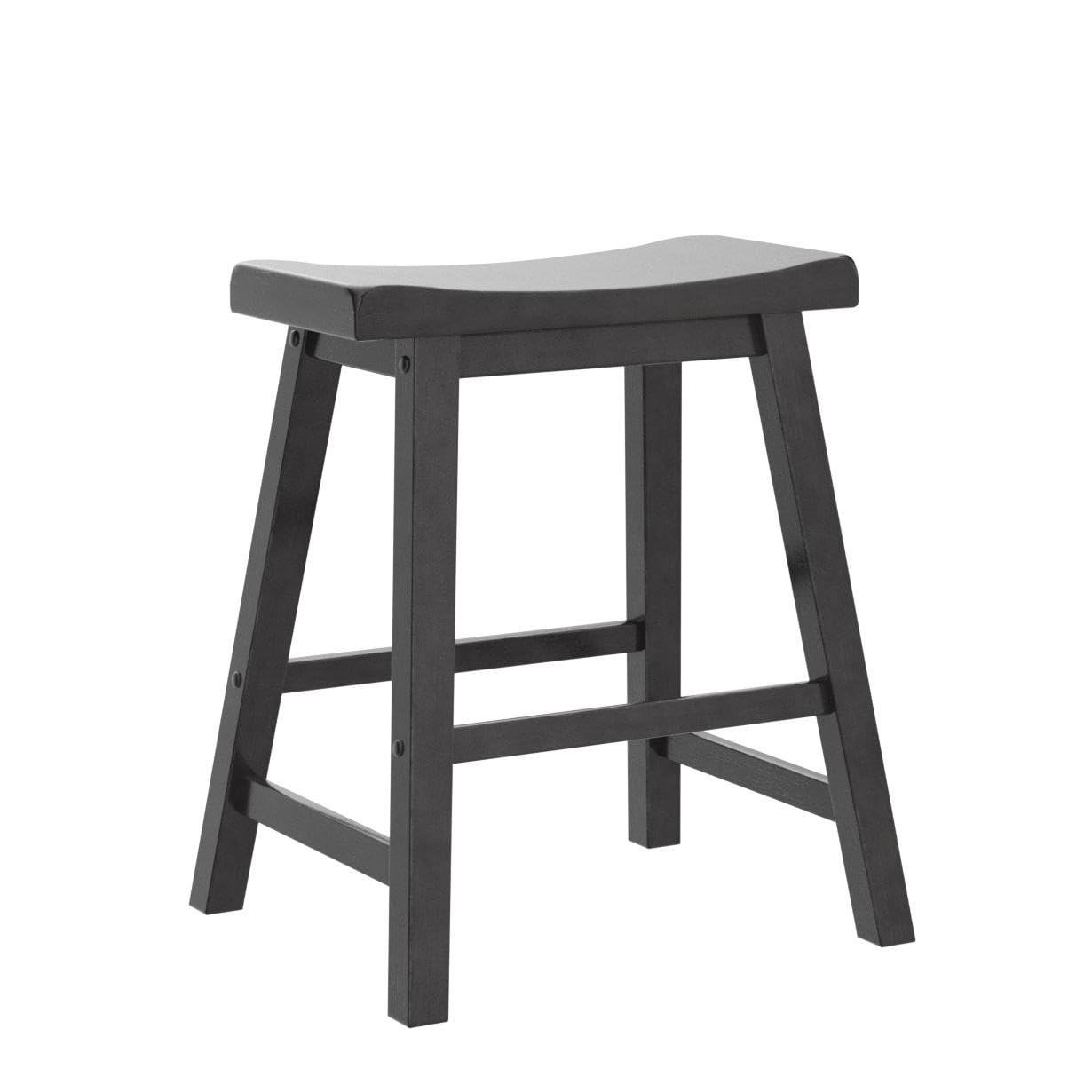 Lexicon Victoria Solid Wood Table Height Stool Set of 2 - Kitchen Stool Dining Height Stools for Dining, Armless Chair Seating, Perfect Casual - 17.5" Black Sand